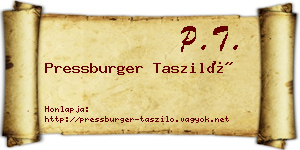 Pressburger Tasziló névjegykártya